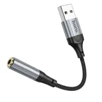 Audio Adaptor Hoco LS36 Fresh USB to 3.5mm Hi-Fi Compatible with all Devices Braided 12cm