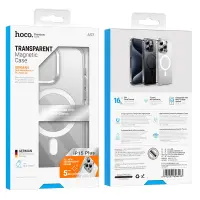 Case  Hoco Premium Series Transparent Magnetic Mag-charge for Apple iPhone 15 Plus Transparent