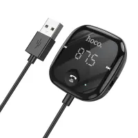 Bluetooth FM Transmitter Hoco E65 Unity MicroSD 32W+3.5mm Jack Playback v5.0 LED Display Black 1.1m