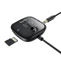 Bluetooth FM Transmitter Hoco E65 Unity MicroSD 32W+3.5mm Jack Playback v5.0 LED Display Black 1.1m