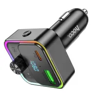 Bluetooth FM Transmitter Hoco E81 Fantasy USB-C 30W+USB 18W PD30W+QC3.0 v5.0 LED Display Black