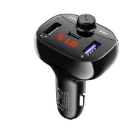 Bluetooth FM Transmitter Hoco DE2 USB QC3.0 18W+USB 12W+USB-C PD20W + Micro SD v5.0 Black