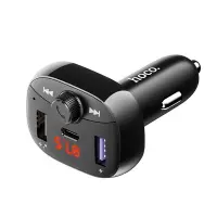 Bluetooth FM Transmitter Hoco DE2 USB QC3.0 18W+USB 12W+USB-C PD20W + Micro SD v5.0 Black