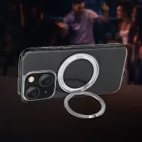 Case Hoco Stand Magnetic Case 2 in 1 Mag-Charge 360° Rotating Ring for Apple iPhone 15 Transparent