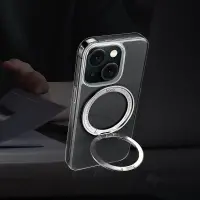 Case Hoco Stand Magnetic Case 2 in 1 Mag-Charge 360° Rotating Ring for Apple iPhone 15 Transparent