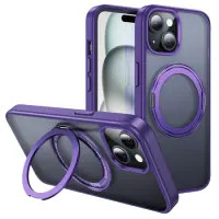 Case Hoco Stand Magnetic Case 2 in 1 Mag-Charge 360° Rotating Ring for Apple iPhone 15 Plus Purple