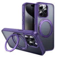 Case Hoco Stand Magnetic Case 2 in 1 Mag-Charge 360° Rotating Ring for Apple iPhone 15 Pro Purple