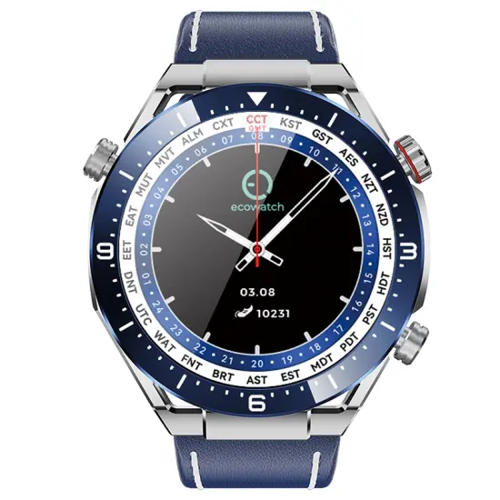 Smartwatch Maxcom Ecowatch 1 1.52” 400mAh IP67 Blue with Silicon PU Leather and Metal Band