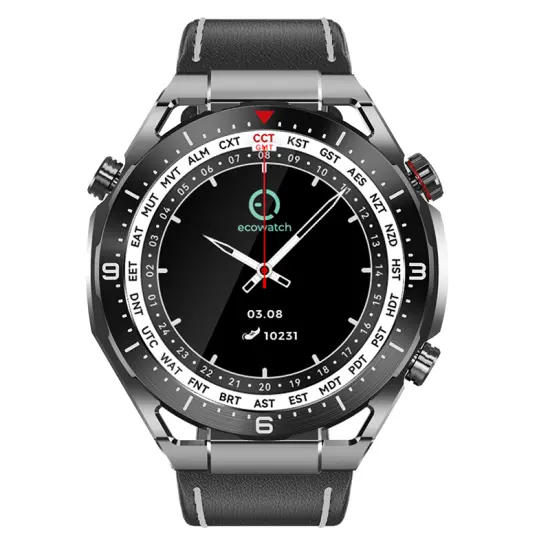 Smartwatch Maxcom Ecowatch 1 1.52” 400mAh IP67 Black with Silicon PU Leather and Metal Band