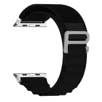 Watchband Noozy 38mm/40mm/41mm for Apple Watch 1/2/3/4/5/6/7/8/9/se/ultra 1/ultra 2 Black Nylon and Metal Band