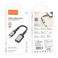 Hoco UA24 Lightning to USB with OTG 480Mbps Charging Function 5V/2A and Short Anti-bending Cable Grey