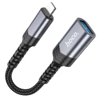 Hoco UA24 Lightning to USB with OTG 480Mbps Charging Function 5V/2A and Short Anti-bending Cable Grey