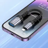 Hoco UA24 Lightning to USB with OTG 480Mbps Charging Function 5V/2A and Short Anti-bending Cable Grey