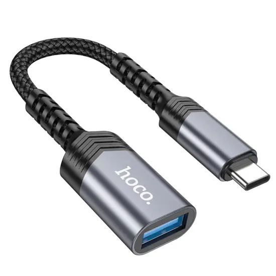 Hoco UA24 USB-C to USB 3.0 with OTG 5Gbps Charging Function 5V/4A and Short Anti-bending Cable Grey