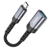 Hoco UA24 USB-C to USB 3.0 with OTG 5Gbps Charging Function 5V/4A and Short Anti-bending Cable Grey