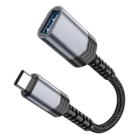 Hoco UA24 USB-C to USB 3.0 with OTG 5Gbps Charging Function 5V/4A and Short Anti-bending Cable Grey