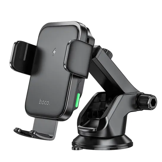 Car Mount Hoco HW11 Jenny with Wireless Fast Charger έως 15W and Arm Extension Black 4.5"-7.0"