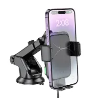 Car Mount Hoco HW11 Jenny with Wireless Fast Charger έως 15W and Arm Extension Black 4.5"-7.0"