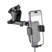 Car Mount Hoco HW11 Jenny with Wireless Fast Charger έως 15W and Arm Extension Black 4.5"-7.0"