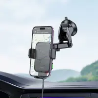 Car Mount Hoco HW11 Jenny with Wireless Fast Charger έως 15W and Arm Extension Black 4.5"-7.0"