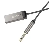 Bluetooth Audio Receiver Hoco E78 Benefit v5.3 USB and 3.5mm with Built-in Microphone and Spiral Cable 120cm Grey