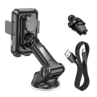 Car Mount Hoco HW9 Climber for Dashboard for Devices 4.5"-7" with Wireless Fast Charger up to 15W Black