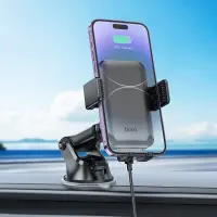 Car Mount Hoco HW9 Climber for Dashboard for Devices 4.5"-7" with Wireless Fast Charger up to 15W Black