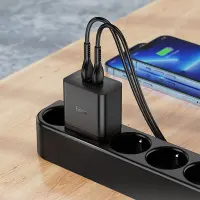 Travel Charger Hoco N35 Streamer Dual Port Charging 2xUSB-C Total PD45W Black