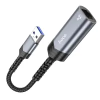 Hoco UA26 USB to RJ45 OTG 1000Mbps 12.5cm Metal Grey