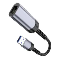 Hoco UA26 USB to RJ45 OTG 1000Mbps 12.5cm Metal Grey