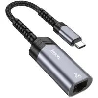 Hoco UA26 USB-C to RJ45 OTG 100Mbps 12.5cm Metal Grey