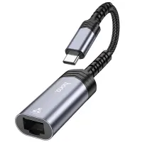 Hoco UA26 USB-C to RJ45 OTG 100Mbps 12.5cm Metal Grey