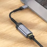 Hoco UA26 USB-C to RJ45 OTG 100Mbps 12.5cm Metal Grey