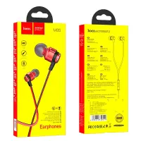 Hands Free Hoco M85 Platinum Sound Earphones Stereo 3.5mm Deep Bass Red 1.2m