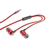 Hands Free Hoco M85 Platinum Sound Earphones Stereo 3.5mm Deep Bass Red 1.2m