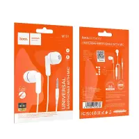 Hands Free Hoco M121 Bright Universal Earphones Hi-Fi Stereo 3.5mm White 1.2m