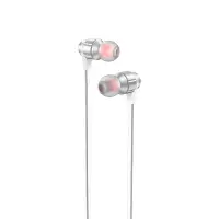 Hands Free Hoco M85 Platinum Sound Universal Earphones Stereo 3.5mm Deep Bass Pearl Silver 1.2m