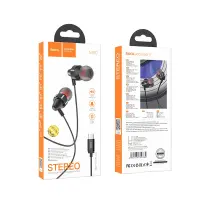 Hands Free Hoco M90 Delight Earphones Deep Bass Stereo USB-C Compatible with All USB-C Devices Black 1.2m