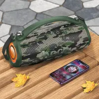 Wireless Speaker Hoco HA4 Surge Οutdoor TWS V5.3 4500mAh 2x20W with USB Micro SD 3.5mm FM and LED Green Camouflage