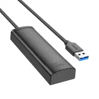 Hub USB Hoco HB41 Easy Safety 4-in-1 USB σε 3xUSB 3.0 5Gbps 1.2m Black