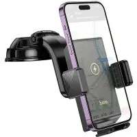 Car Mount Air Outlet Hoco HW22 Precious with Wireless Fast Charger up to 15W USB Black 4.5"-7"