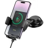 Car Mount Hoco HW22 Precious with Wireless Fast Charger up to 15W USB Black 4.5"-7"