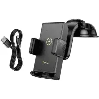 Car Mount Hoco HW22 Precious with Wireless Fast Charger up to 15W USB Black 4.5"-7"