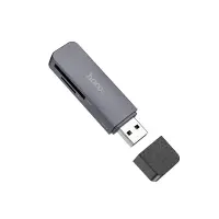 Memory Card Reader HB45 Spirit 2-in-1 USB 2.0 up to 480Mbps and 2TB for Mico SD and SD Metal Grey