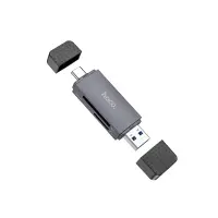 Memory Card Reader Hoco HB45 Spirit 2-in-1 USB 3.0 and USB-C to SD and Micro SD 5Gbps with 2TB Capacity Metal Grey