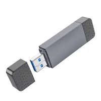 Memory Card Reader Hoco HB45 Spirit 2-in-1 USB 3.0 and USB-C to SD and Micro SD 5Gbps with 2TB Capacity Metal Grey