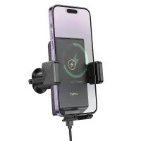 Car Mount Hoco HW21 Precious with Wireless Fast Charger up to 15W USB Black 4.5"-7"