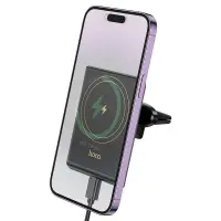 Car Mount Hoco HW19 Precious with Magnetic Wireless Fast Charger up to 15W USB Black 4.5"-7"