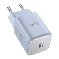 Travel Charger Hoco N43 Vista with USB-C PD30W GaN Tech Small Size Ice Blue