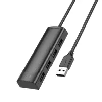 Hub USB Hoco HB41 Easy Safety 4-in-1 USB2.0 to 4xUSB2.0 480Mbps 5V/3A Black 1.2m